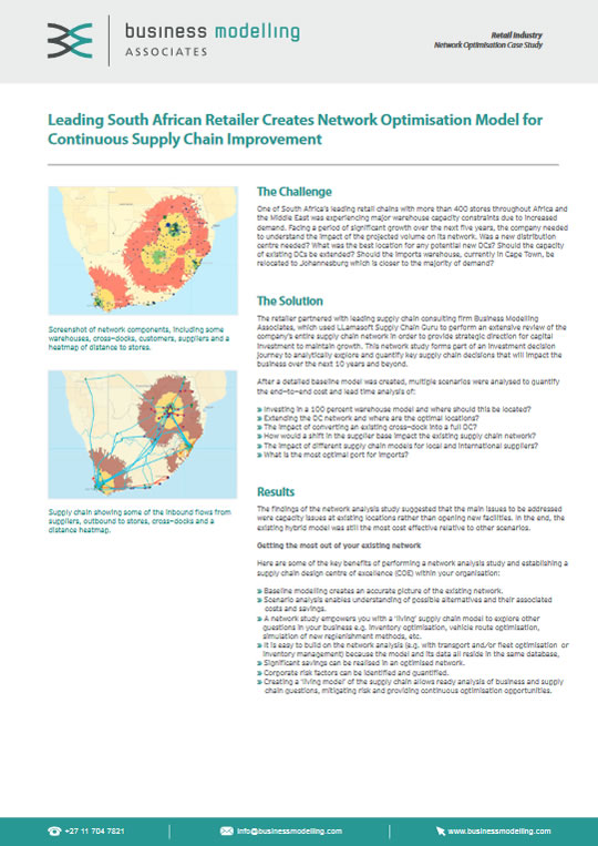 Network Optimisation Model for Leading South African Retailer Case Study
